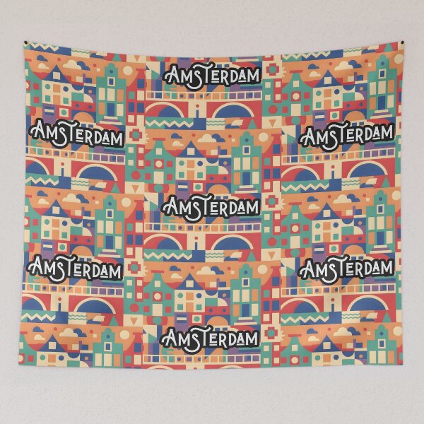 Item preview, Amsterdam Cityscape – Vibrant Urban Art Print 2 designed and sold by Psycho-Crazy.