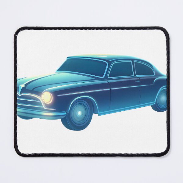 Item preview, Vintage blue car with glowing headlights on black background designed and sold by Creative88Art.