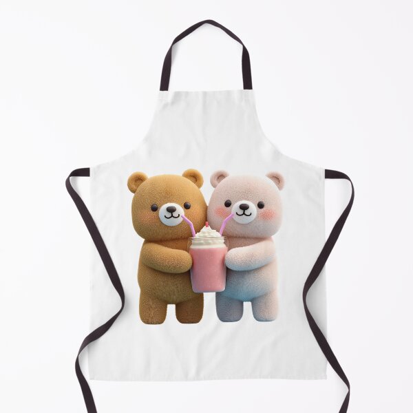 Item preview, Cute 3D Teddy Bears Sharing a Pink Milkshake designed and sold by BigStar-Cart.