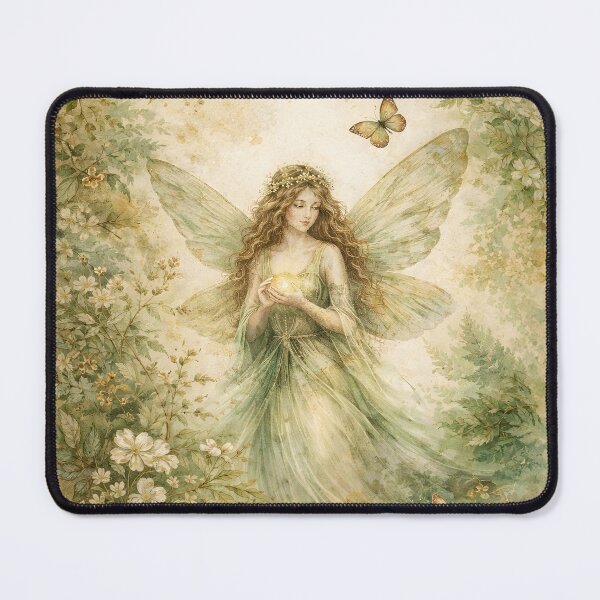 Item preview, Whimsical Fairycore Garden – Green woodland Fairy Fantasy Art designed and sold by patterncrow.