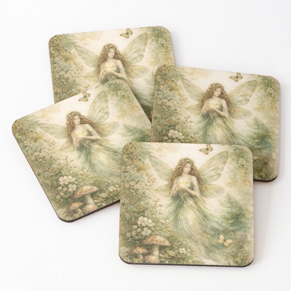 Item preview, Whimsical Fairycore Garden – Green woodland Fairy Fantasy Art designed and sold by patterncrow.