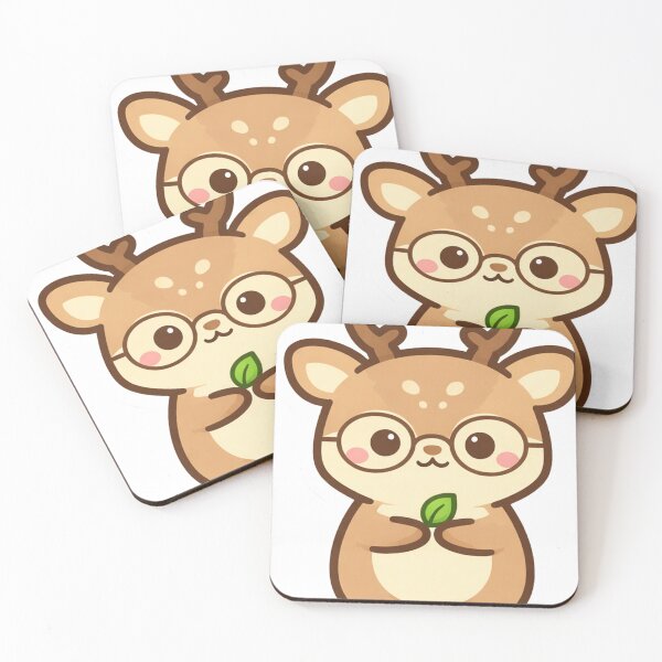 Item preview, Woodland Deer with Round Glasses and Leaf Sticker designed and sold by Fernova.