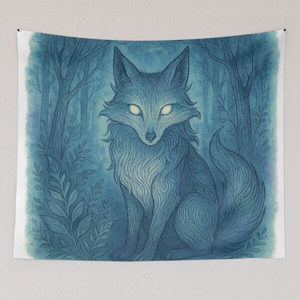 Item preview, Ghostly Forest Fox with Glowing Eyes designed and sold by chromatalove.