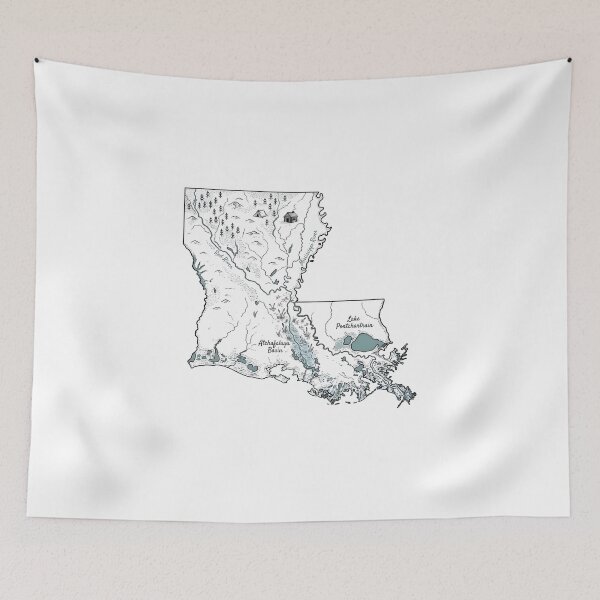 Item preview, Louisiana Illustrated Map – Hand-Drawn Rivers & Nature Adventure Sketch  designed and sold by Paper Drip.
