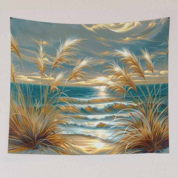 Item preview, Sea Oats at Sunset by the Ocean – Coastal Nature Art designed and sold by MargaretWiktor.