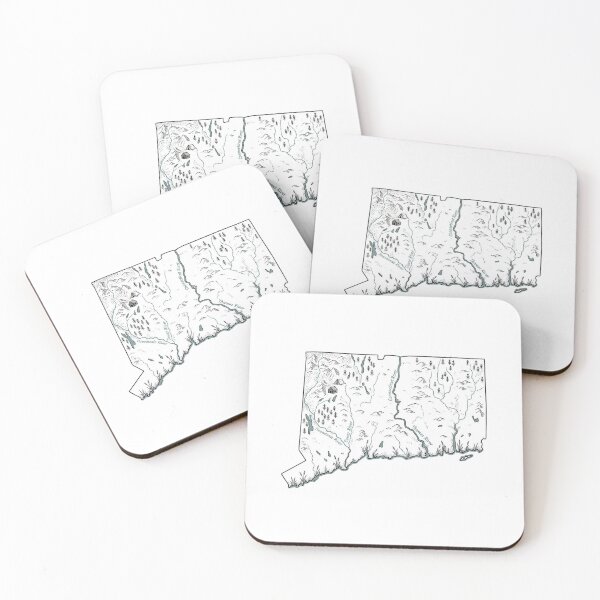 Item preview, Connecticut Illustrated Map – Hand-Drawn Rivers & Nature Adventure Sketch designed and sold by Paper Drip.