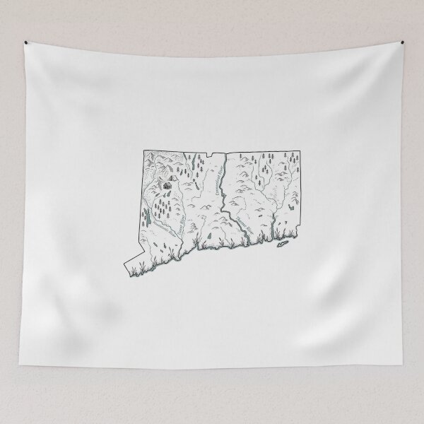 Item preview, Connecticut Illustrated Map – Hand-Drawn Rivers & Nature Adventure Sketch designed and sold by Paper Drip.