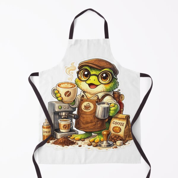 Item preview, Cute Frog Barista – Coffee Lover Sticker designed and sold by OndrejsDesign.