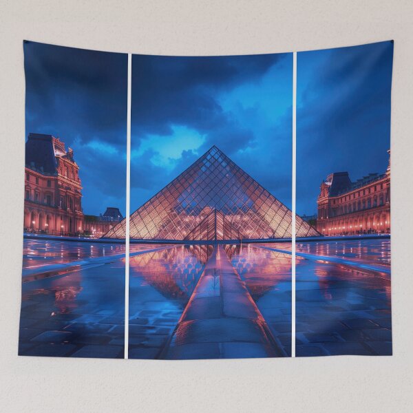 Item preview, Louvre Pyramid – Night Architectural Triptych designed and sold by SkylineVistas Designs.
