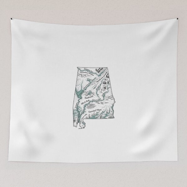 Item preview, Alabama  Illustrated Map – Hand-Drawn Rivers & Nature Adventure Sketch  designed and sold by Paper Drip.