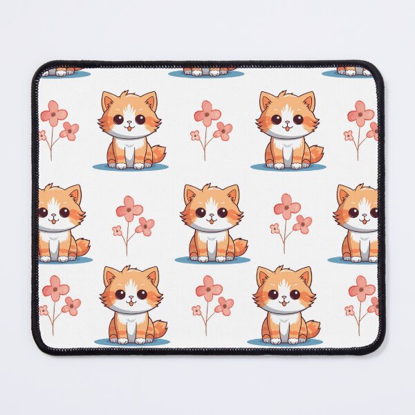Item preview, Orange and White Kitten Pattern with Salmon Flower | Cute and Adorable Design designed and sold by lunadesignsmoon.