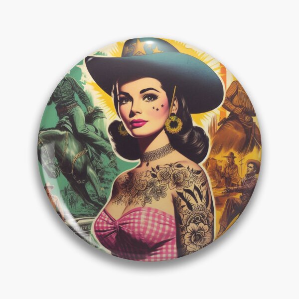 Item preview, Vintage Hot Tattooed Cowgirl designed and sold by PulpVintage.