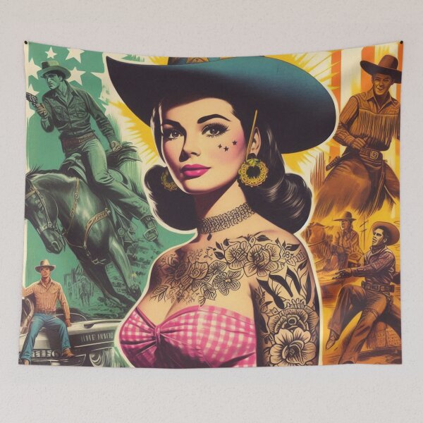 Item preview, Vintage Hot Tattooed Cowgirl designed and sold by PulpVintage.