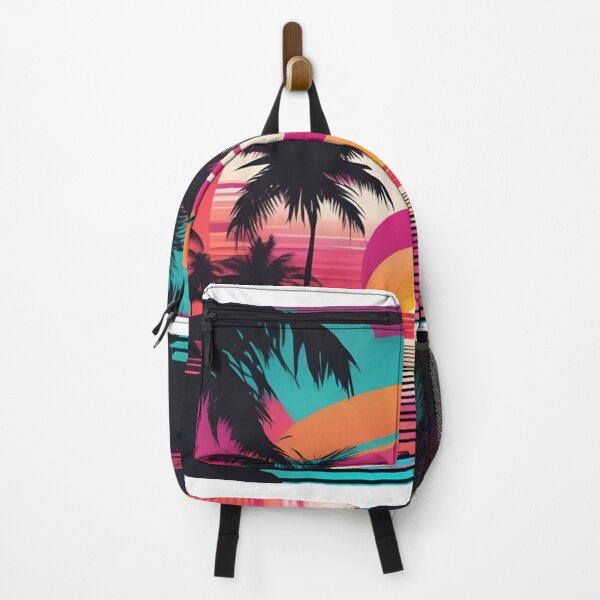 Item preview, Retro 80s Tropical Sunset - Synthwave Palm Trees and Neon Ocean designed and sold by Basma Designs | Retro, Kawaii Shirts & Stickers.