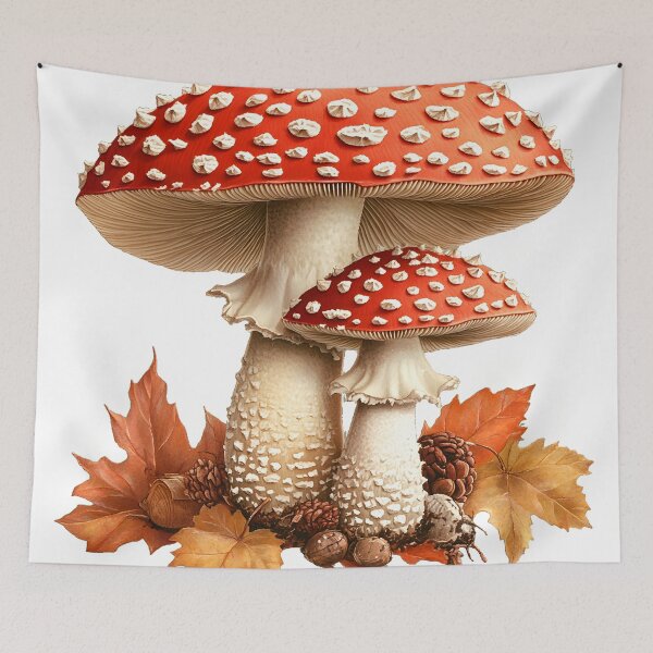 Item preview, Fly Agaric Mushrooms – Autumn Forest Botanical Art designed and sold by ys96.