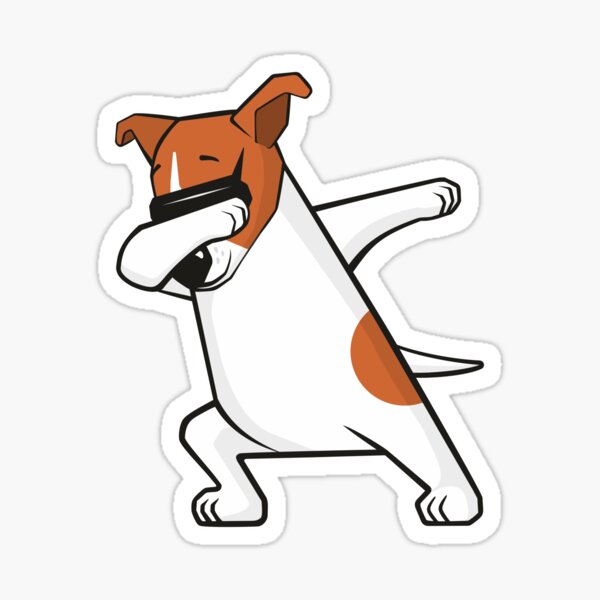 Dabbing Dog, baile divertido de dab de dibujos animados Jack Russell Terrier JRT. Pegatina