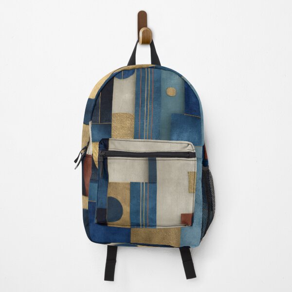 Item preview, Gold & Navy Geometric Abstract – Luxe Textured Bauhaus designed and sold by EK-World.