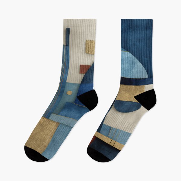Item preview, Gold & Navy Geometric Abstract – Luxe Textured Bauhaus designed and sold by EK-World.