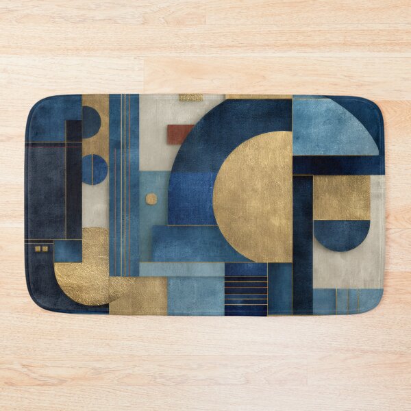 Item preview, Gold & Navy Geometric Abstract – Luxe Textured Bauhaus designed and sold by EK-World.