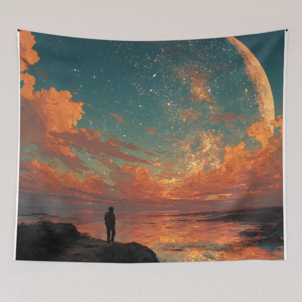 Item preview, Giant Moon Silhouette – Dreamy Ocean Wanderer at Dusk designed and sold by EK-World.