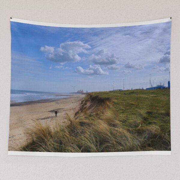 Item preview, Cambois Beach and Dunes under a blue sky designed and sold by Violaman.