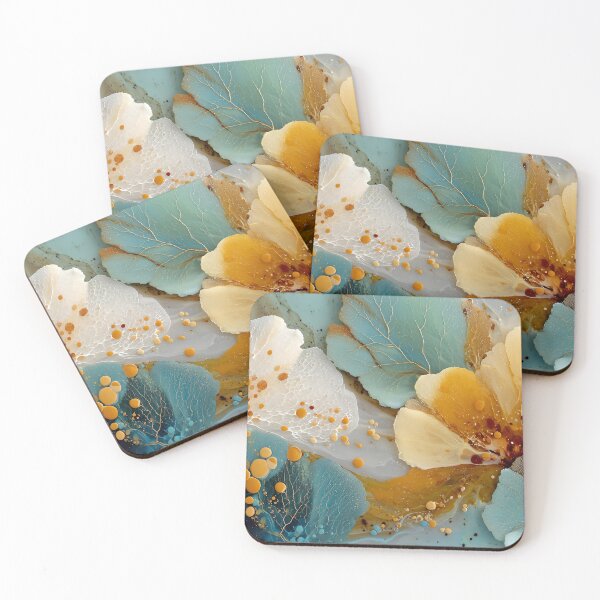 Item preview, Ethereal Teal Gold Fluid Petals – Luxe Abstract Bloom designed and sold by EK-World.