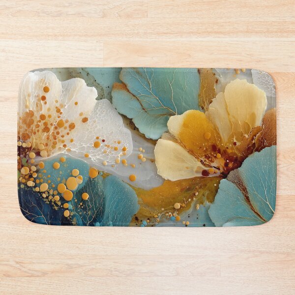 Item preview, Ethereal Teal Gold Fluid Petals – Luxe Abstract Bloom designed and sold by EK-World.