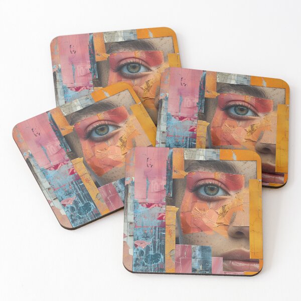 Item preview, Cracked Surreal Portrait – Fragmented Face in Orange Glow designed and sold by EK-World.