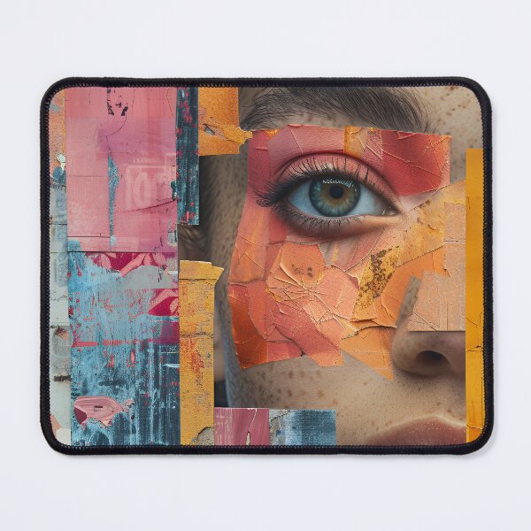 Item preview, Cracked Surreal Portrait – Fragmented Face in Orange Glow designed and sold by EK-World.