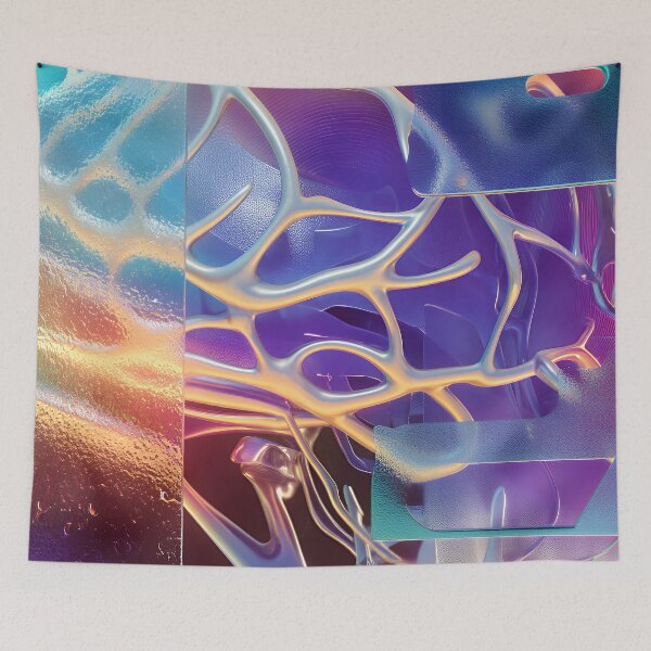 Item preview, Iridescent Cyber Veins – Neon Organic Metallic Abstract designed and sold by EK-World.