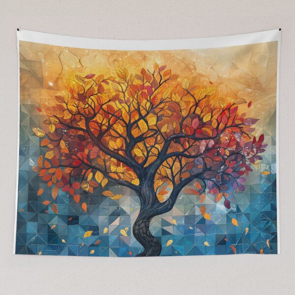 Item preview, Mosaic Tree of Life – Autumn Glow Geometric Abstract designed and sold by EK-World.