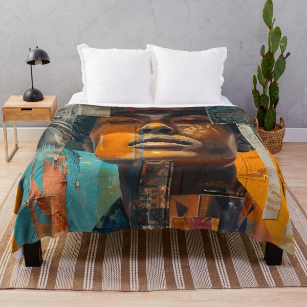 Item preview, Vibrant Collage Portrait – Orange Dreamer with Hat designed and sold by EK-World.