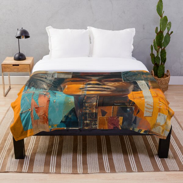 Item preview, Vibrant Collage Portrait – Orange Dreamer with Hat designed and sold by EK-World.