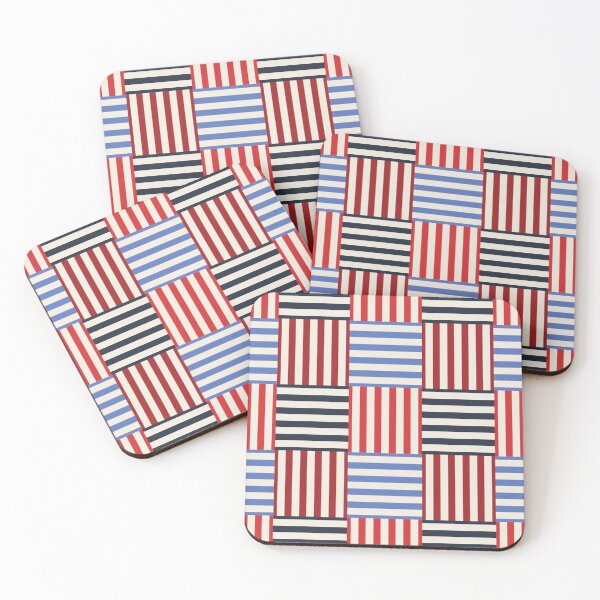 Item preview, USA Patchwork Stripes on Beige Seamless Repeat designed and sold by Sharon Schwalbe.