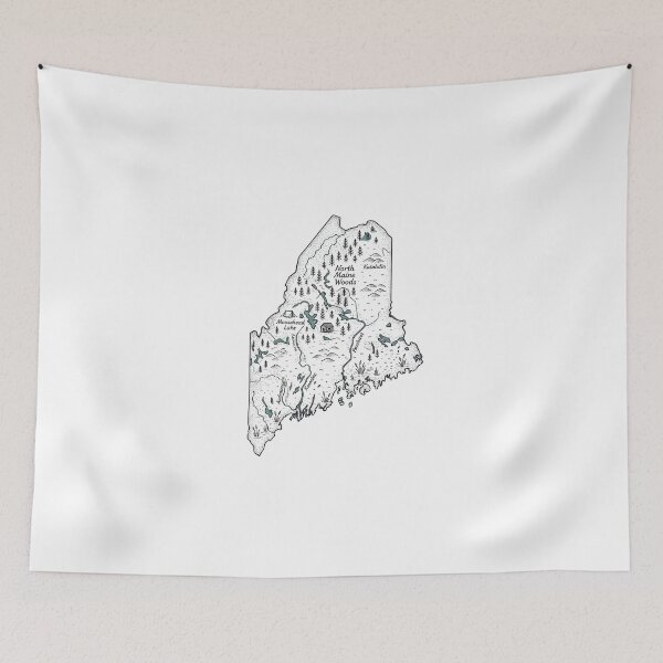 Item preview, Maine Illustrated Map – Hand-Drawn Rivers & Nature Adventure Sketch  designed and sold by Paper Drip.