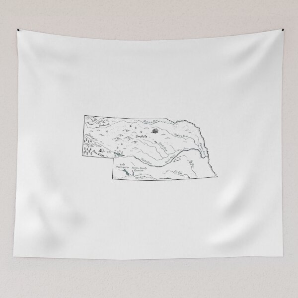 Item preview, Nebraska Illustrated Map – Hand-Drawn Rivers & Nature Adventure Sketch  designed and sold by Paper Drip.