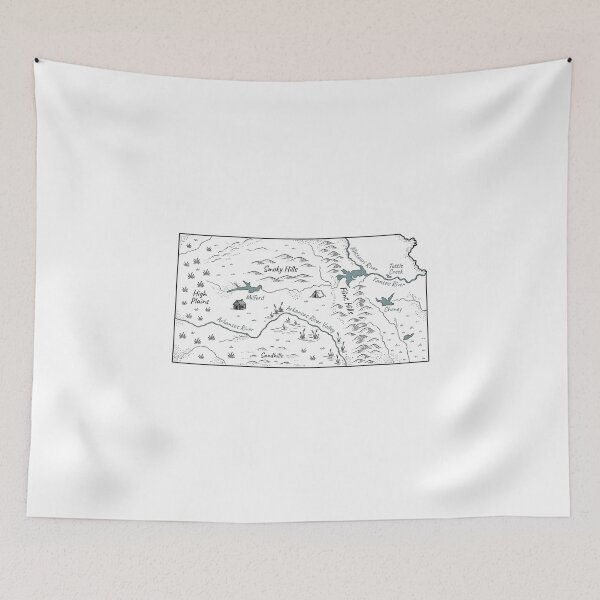 Item preview, Kansas Illustrated Map – Hand-Drawn Rivers & Nature Adventure Sketch  designed and sold by Paper Drip.