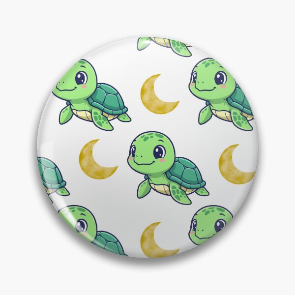 Item preview, Cute Green Turtle Pattern with Yellow Moon | Adorable Design designed and sold by lunadesignsmoon.