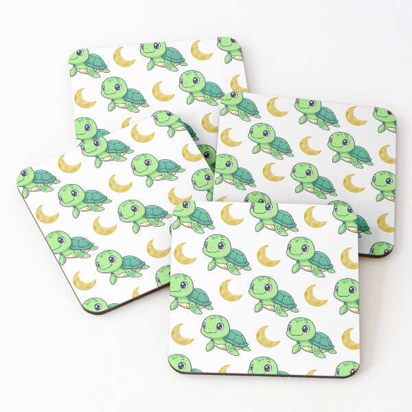Item preview, Cute Green Turtle Pattern with Yellow Moon | Adorable Design designed and sold by lunadesignsmoon.