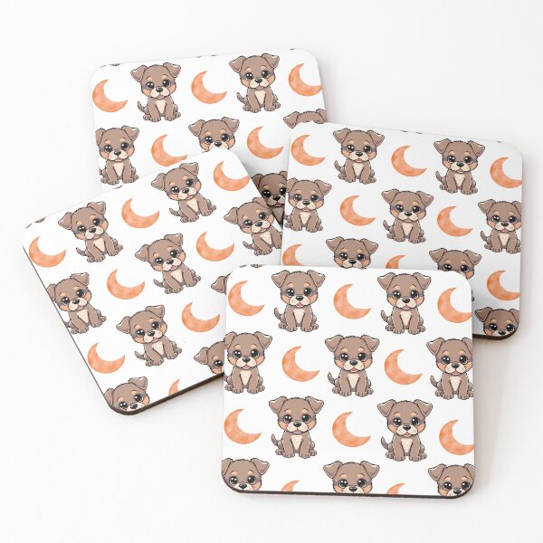 Item preview, Cute Brown Puppy Pattern with Orange Moons | Adorable Design designed and sold by lunadesignsmoon.