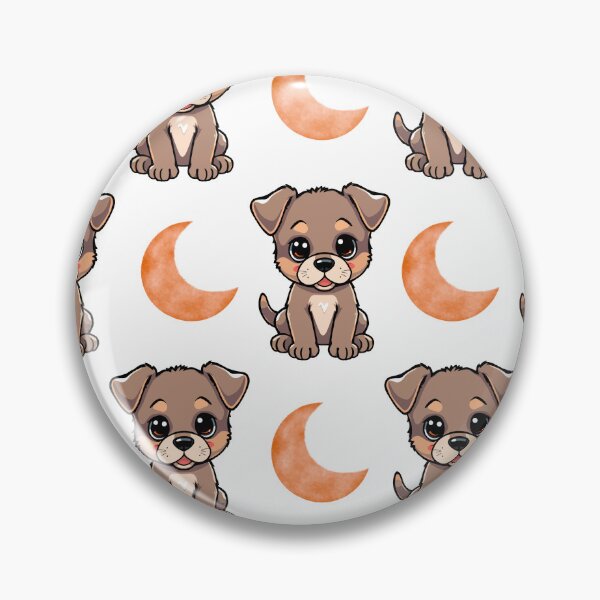 Item preview, Cute Brown Puppy Pattern with Orange Moons | Adorable Design designed and sold by lunadesignsmoon.