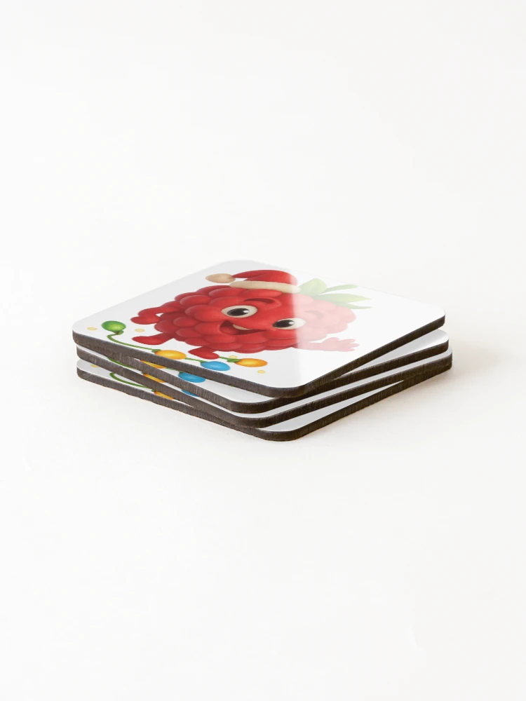 Thumbnail 4 of 5, Coasters (Set of 4), Christmas Raspberry designed and sold by Sillytoe.