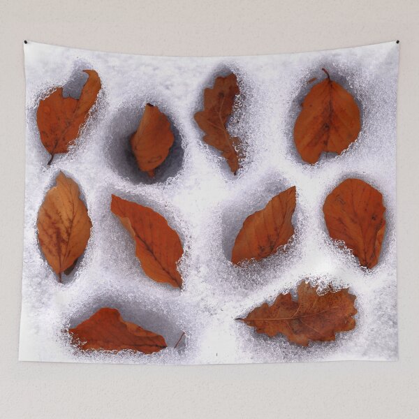 Item preview, Snow, leaves, winter, natural patterns, ice, forest, submerged, transience designed and sold by Luzi Illustrella.