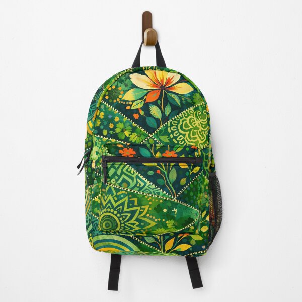 Item preview, Green Boho Patchwork – Botanical Folk Pattern designed and sold by studio artimente.