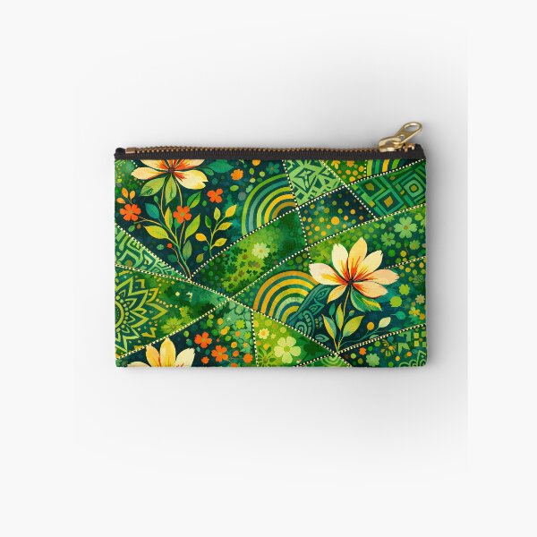 Item preview, Green Boho Patchwork – Botanical Folk Pattern designed and sold by studio artimente.