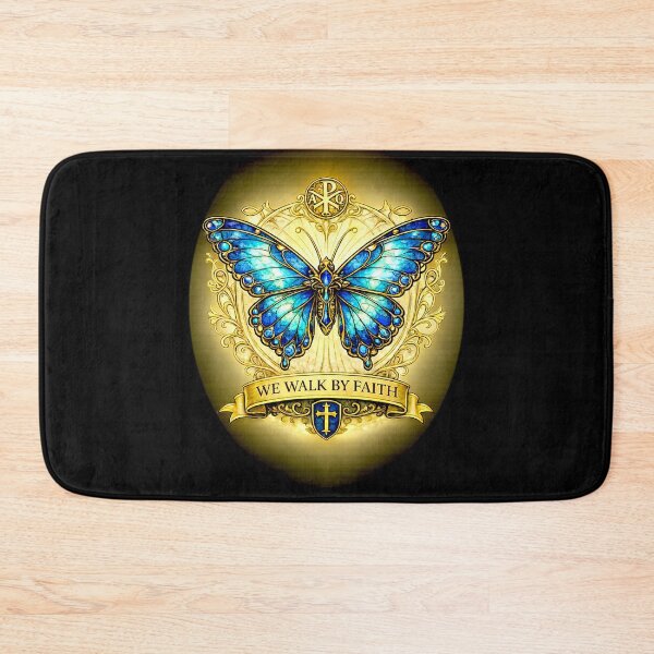 Item preview, We Walk by Faith • Stained Glass Butterfly • Christian Art designed and sold by SaintGear.