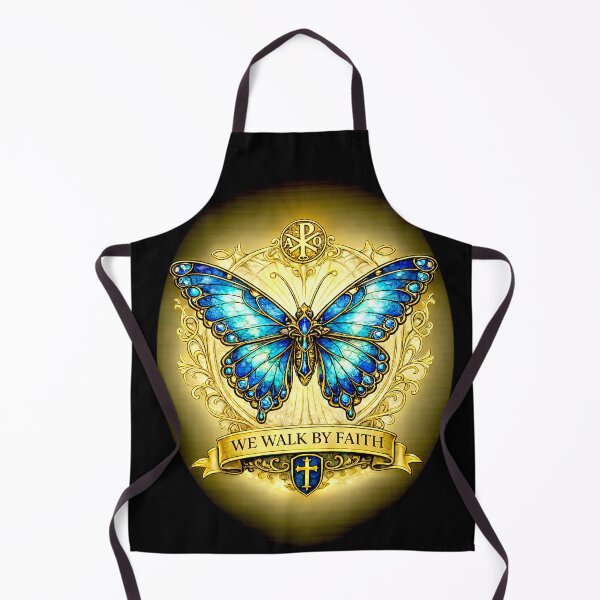 Item preview, We Walk by Faith • Stained Glass Butterfly • Christian Art designed and sold by SaintGear.