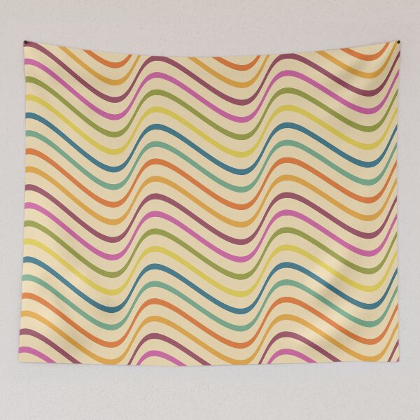 Item preview, Retro 70s Groovy Wavy Lines Pattern - Vintage Boho Mid-Century Waves designed and sold by DeeLulu.