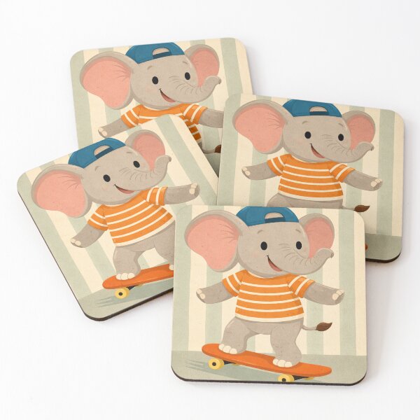 Item preview, Cute Elephant on Skateboard – Playful Animal Illustration | Fun Nursery-Friendly Design designed and sold by kopcollage.