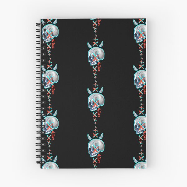 Item preview, Cool Devil Guy Skull with red and blue X accents - original digital illustrated art designed and sold by NonDecafArt.